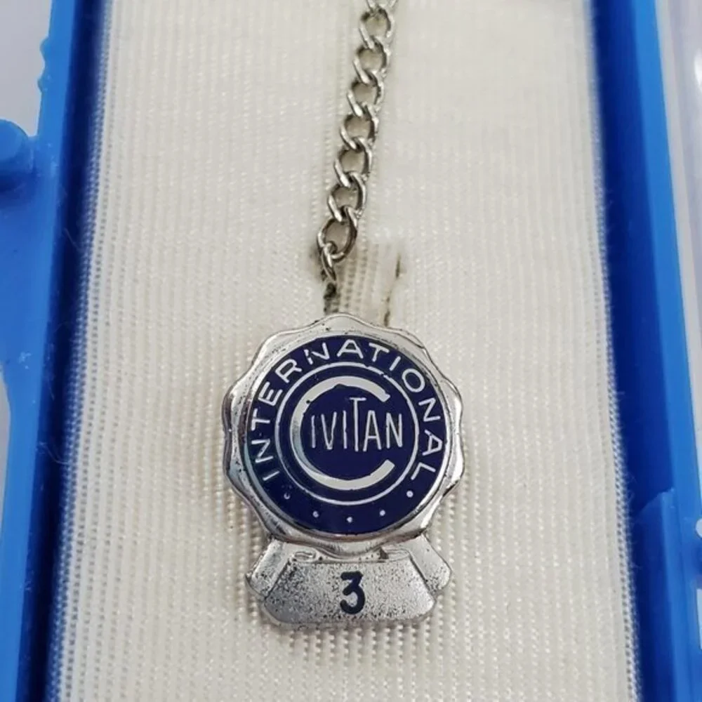 Civitan International 3‎ Tie Tack Chain Silver Tone